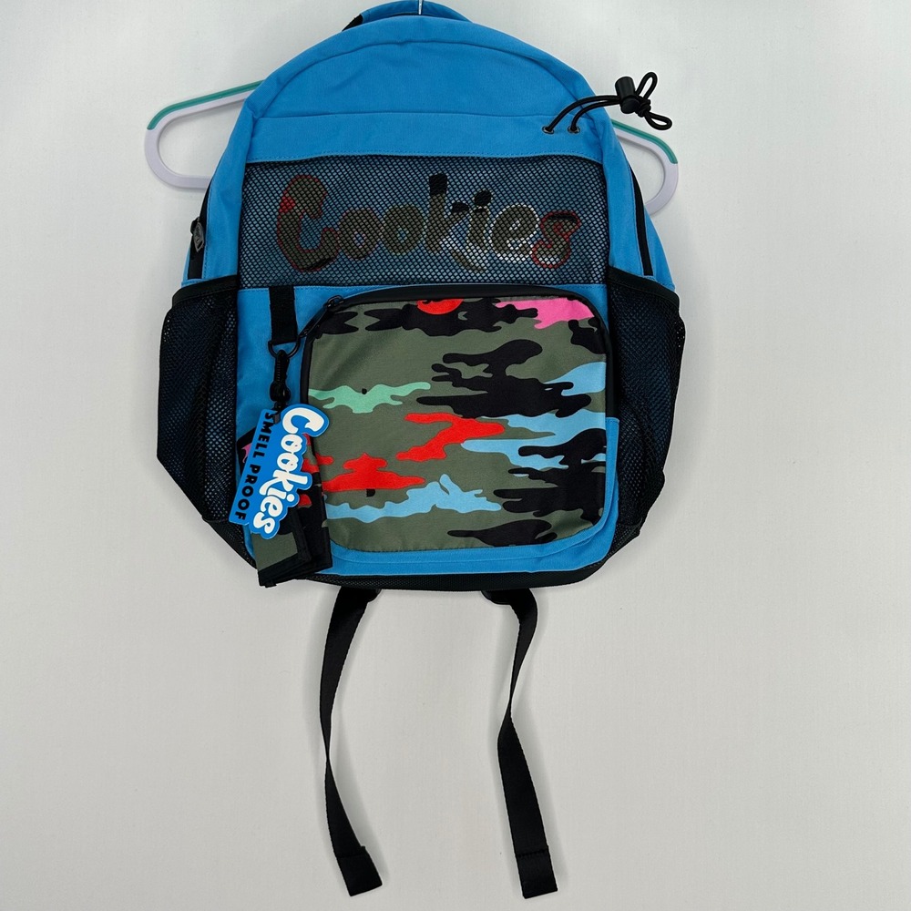 Cookies Smell Proof Backpack Blue‎ Camo Laptop pocket NWT w/ Matching Wallet